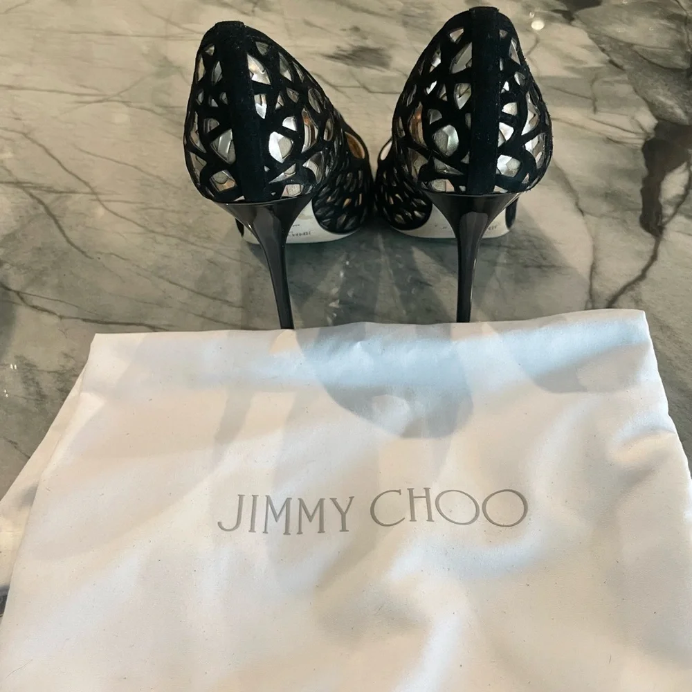 Jimmy Choo Anouk suede laser cut heels